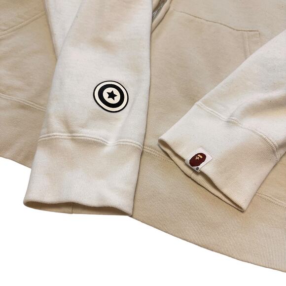 XL Bape Relaxed Fit White Beige Shark Hoody WGM - Picture 6 of 7